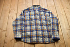 Vintage 1990s Sears Reprocessed Wool Plaid Flannel Button Up Shirt