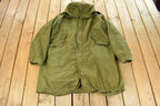 Vintage 1970s Military Hooded Lined Parka Jacket Men's XL