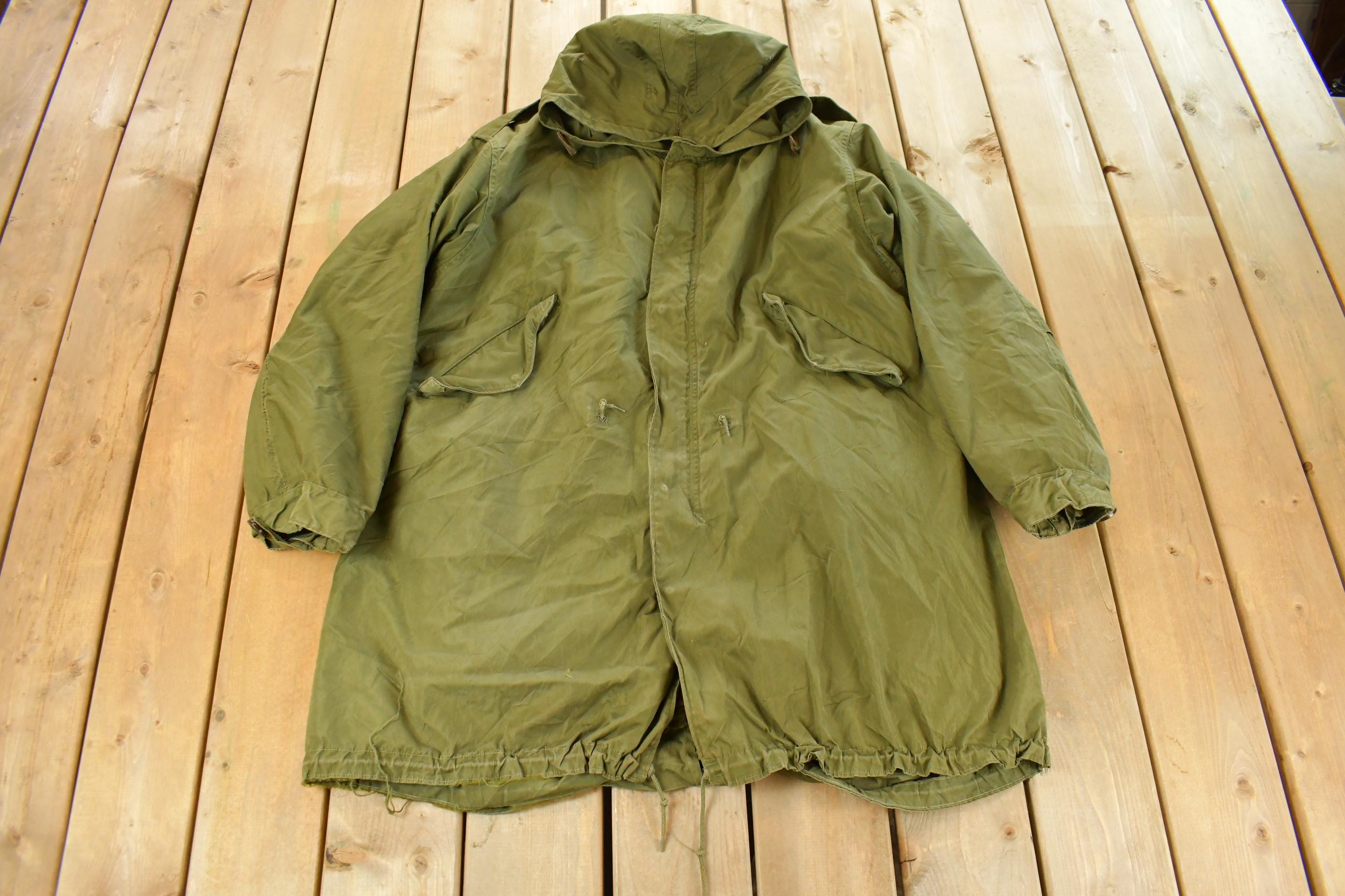 Vintage 1970s Military Hooded Lined Parka Jacket Men's XL