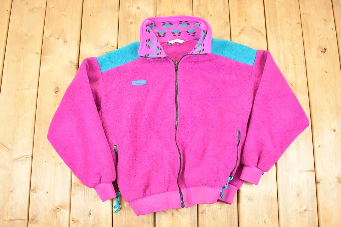 Vintage 1990s Columbia Sportswear Abstract Collar Fleece Outdoorsman Sweater Women's XL