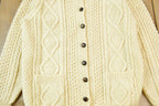 Vintage 1980s Bunratty 100% Wool Cable Knit Cardigan Sweater