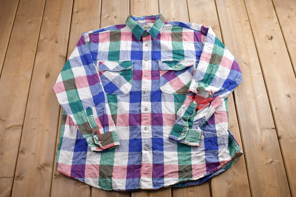 Vintage 1990s Plaid Flannel Button Up Shirt