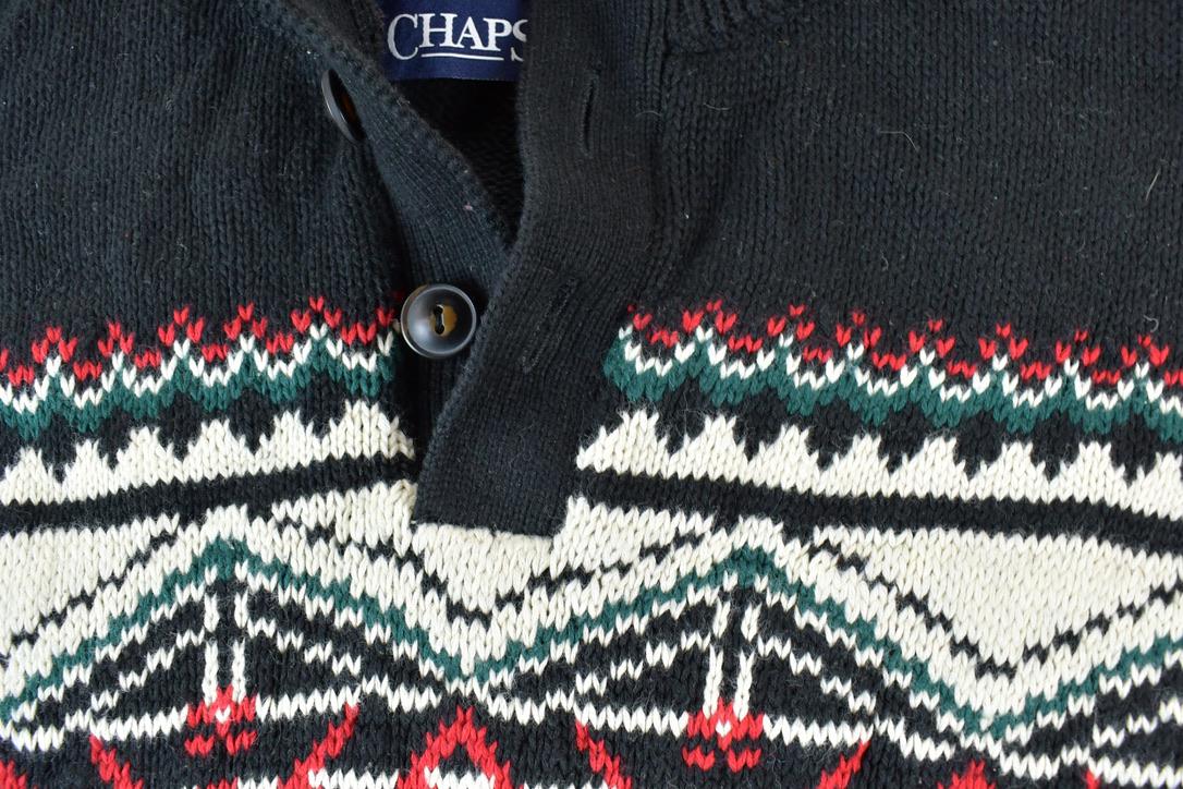 Vintage Y2K Chaps Ralph Lauren Knit Quarter Button Collared Crewneck Sweater