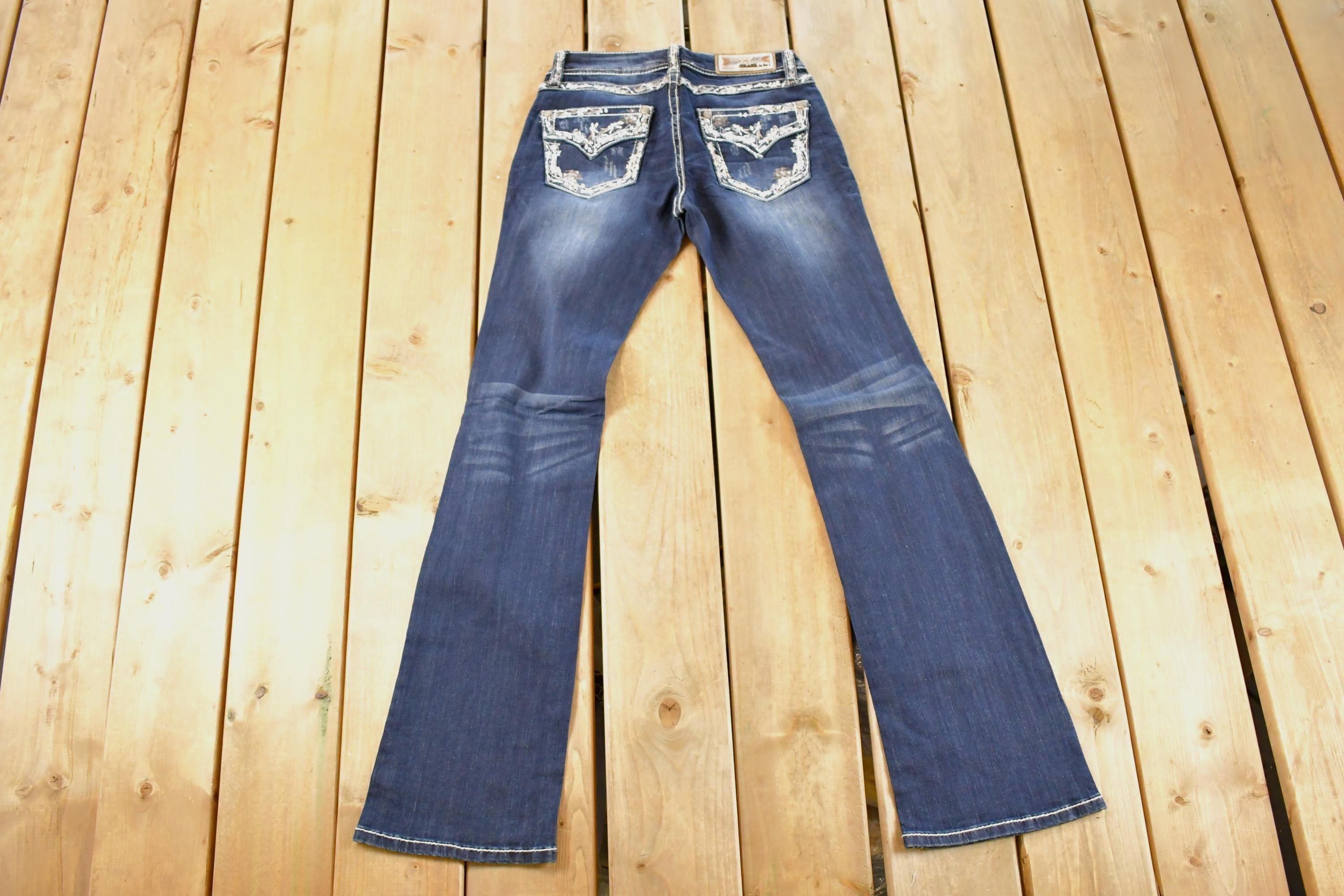 Vintage Deadstock Y2K Grace In LA Bedazzled Low Rise Jeans Women's Size 27 x 32