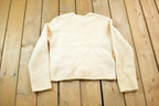 Vintage 1960s Off White 100% Wool Knit Cardigan