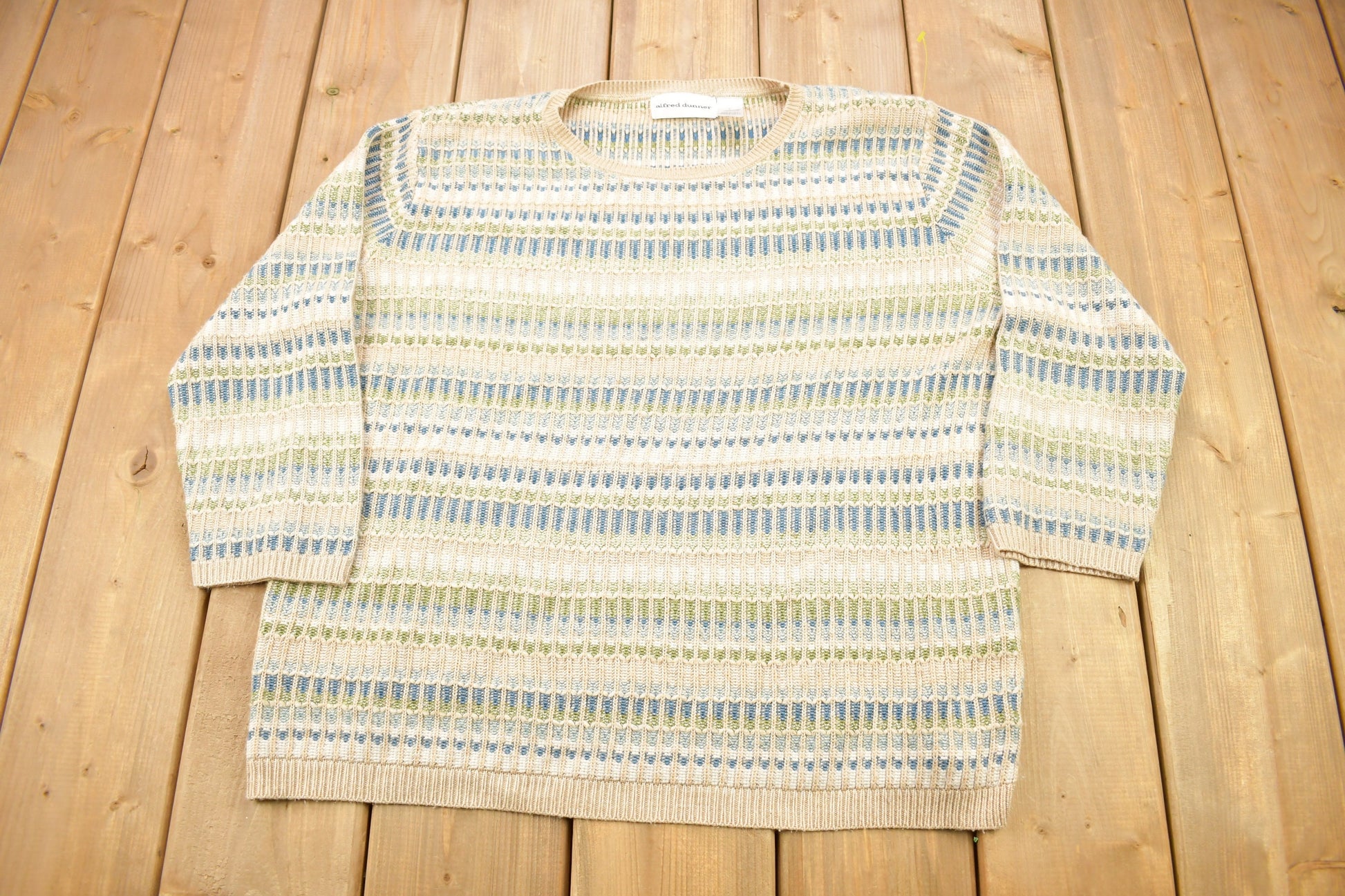 Vintage 1990s Alfred Dunner Striped Knitted Crewneck Sweater /
