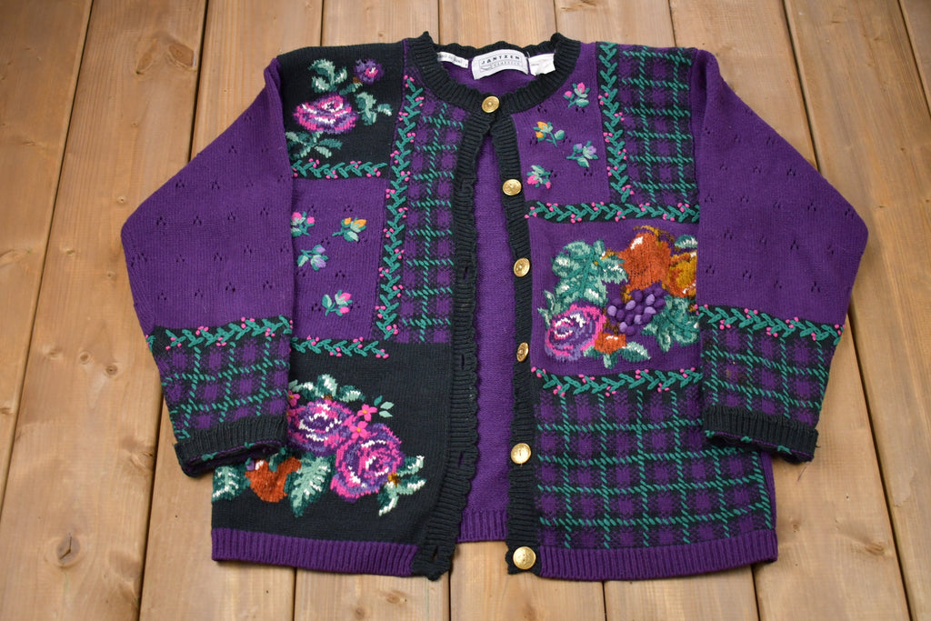 Vintage 1990s Jantzen Classic Floral Graphic Knitted Sweater
