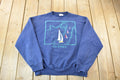 Vintage 1990s Graphic and Embroidered Quebec Sailing Crewneck Sweatshirt