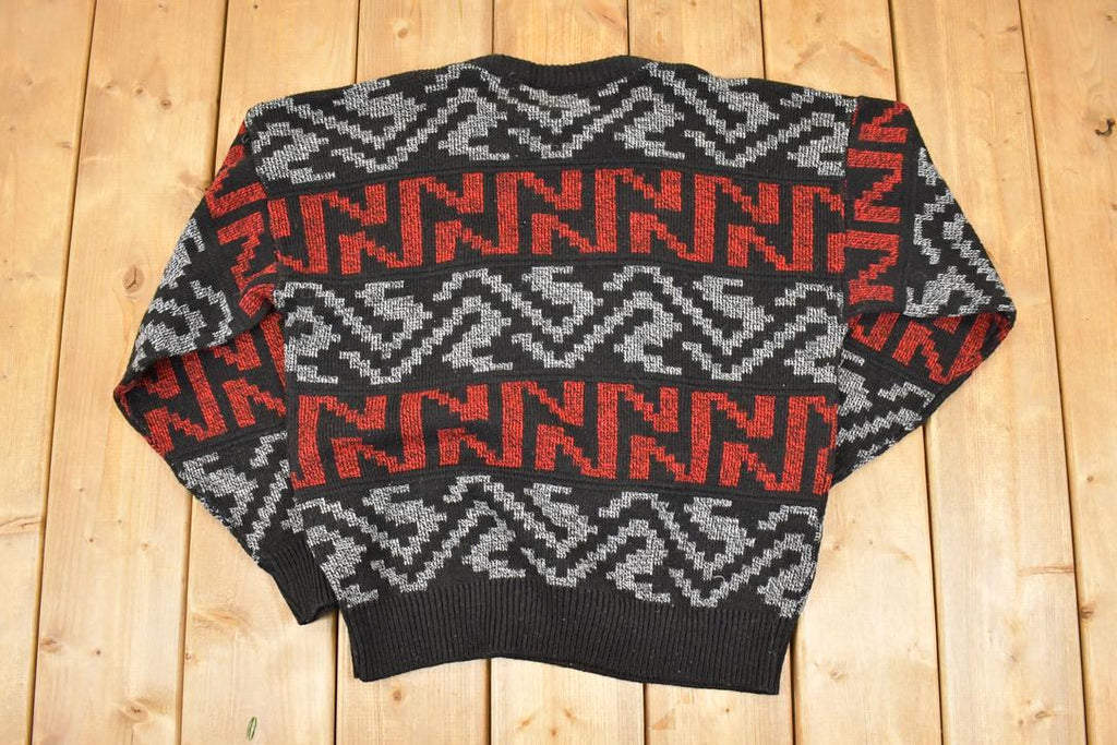 Vintage 1990s Sweater Graphix Abstract Knit Crewneck Sweater Men's L