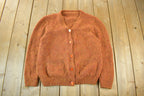 Vintage 1960s 1970s Wool Knit Cardigan Sweater Women's Medium
