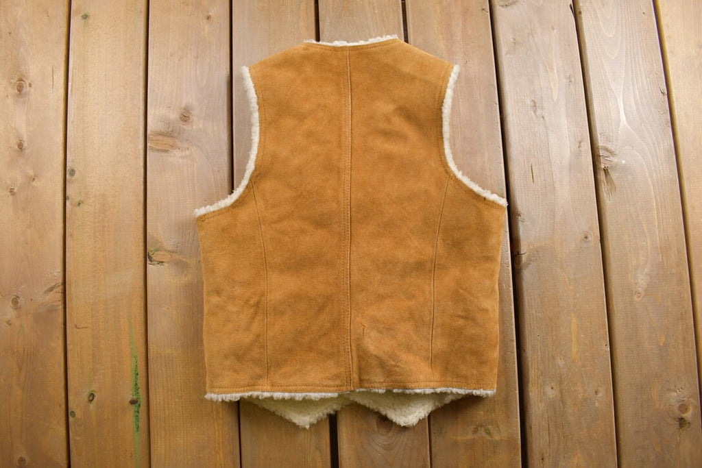 Vintage 1980s Muntgumery Ward Sherpa Lined Western Denim Button Up Vest