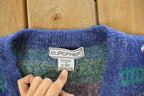 Vintage 1990s Euro Prep Striped Knit Cardigan Sweater Women's S  Vintage Cardigan  Button Up  Cozy Sweater