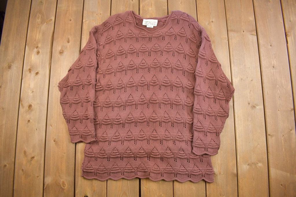 Vintage 1980s Sara Valentino 3D Knitted Crewneck Sweater /