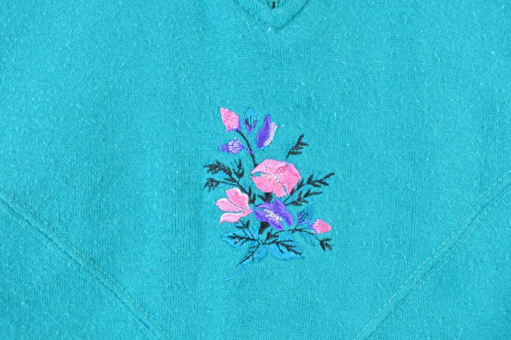 Vintage 1990s Lady Foot Locker Floral Quarter Zip Souvenir Crewneck Sweatshirt