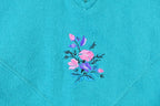 Vintage 1990s Lady Foot Locker Floral Quarter Zip Souvenir Crewneck Sweatshirt