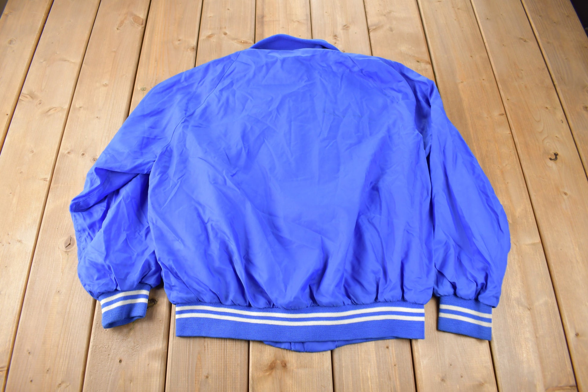 Vintage 1960s Blank Blue Champion Snap Button Jacket Size M