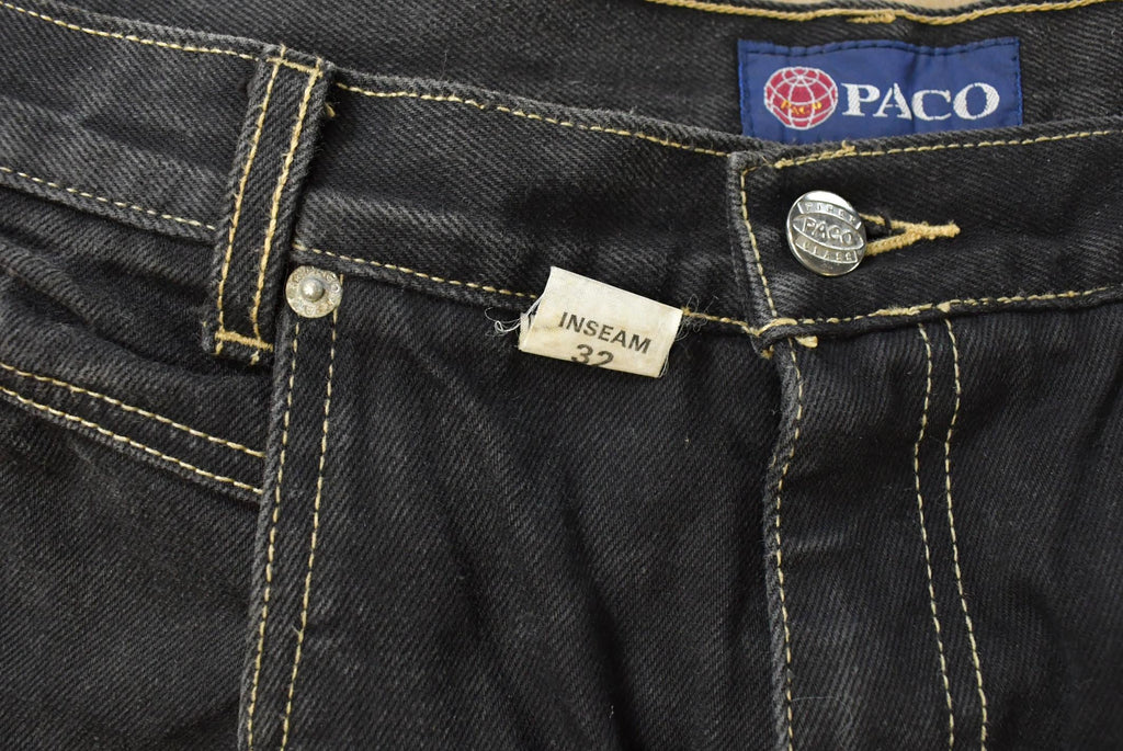 Vintage Y2K Paco Baggy Denim Jeans Men's 34 x 32 / American Vintage Jeans / Sun Faded / Streetwear / Vintage Pants / Plated / Black Jeans