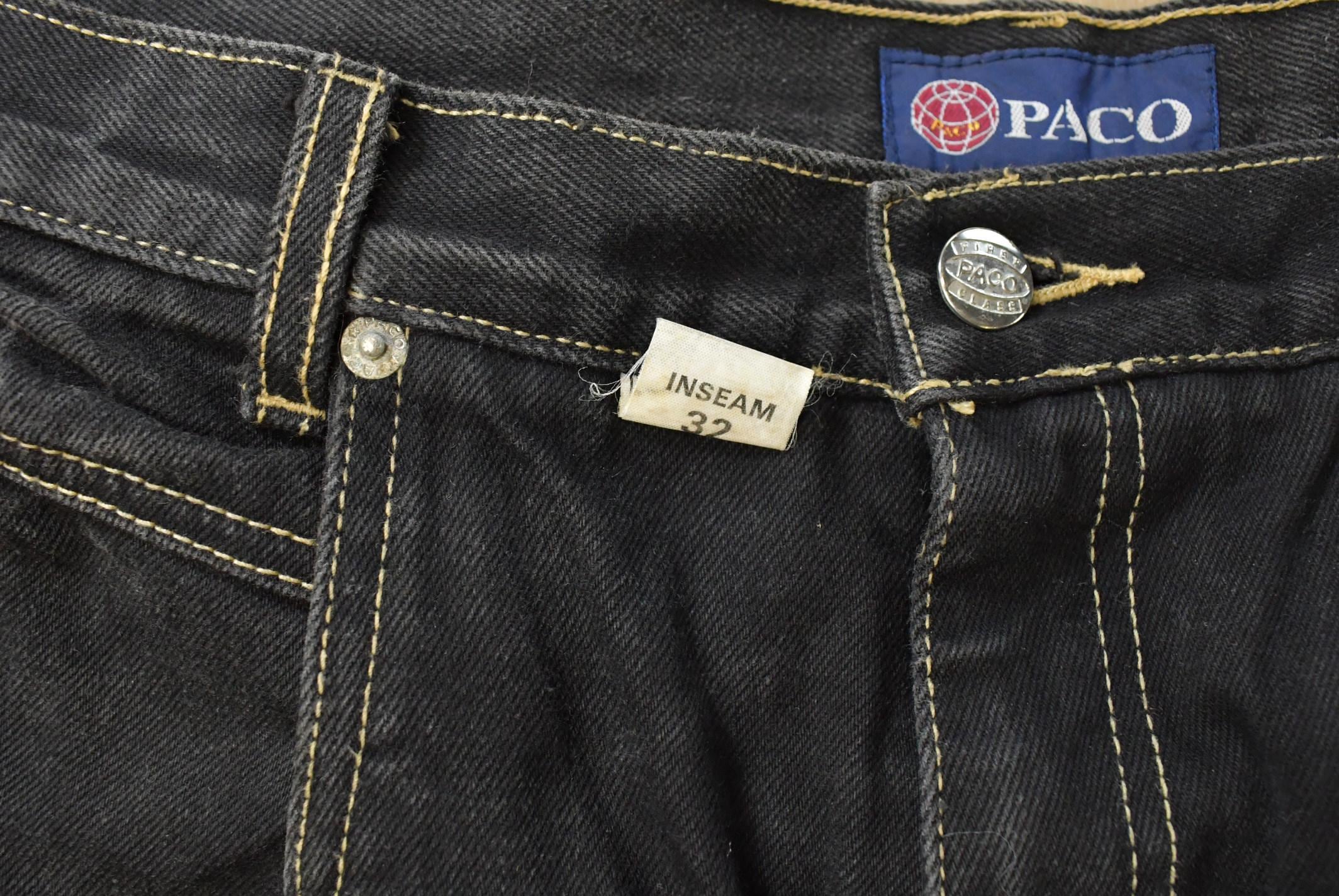 Vintage Y2K Paco Baggy Denim Jeans Men's 34 x 32 / American Vintage Jeans / Sun Faded / Streetwear / Vintage Pants / Plated / Black Jeans