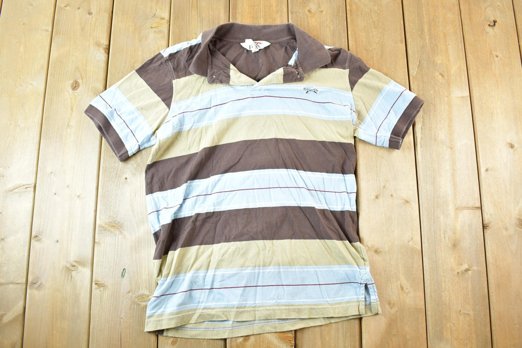 Vintage 1980s Retro Fox Striped Quarter Button Up Shirt Men's S