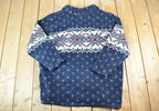 Vintage 1990s Denim And Co Fleece AOP Outdoorsman Sweater