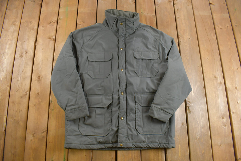 Vintage 1990s Woolrich Cargo Pocket Grey Winter Puffer Jacket