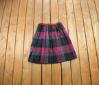 Vintage 1970s Pink Plaid Skirt Size 30x26