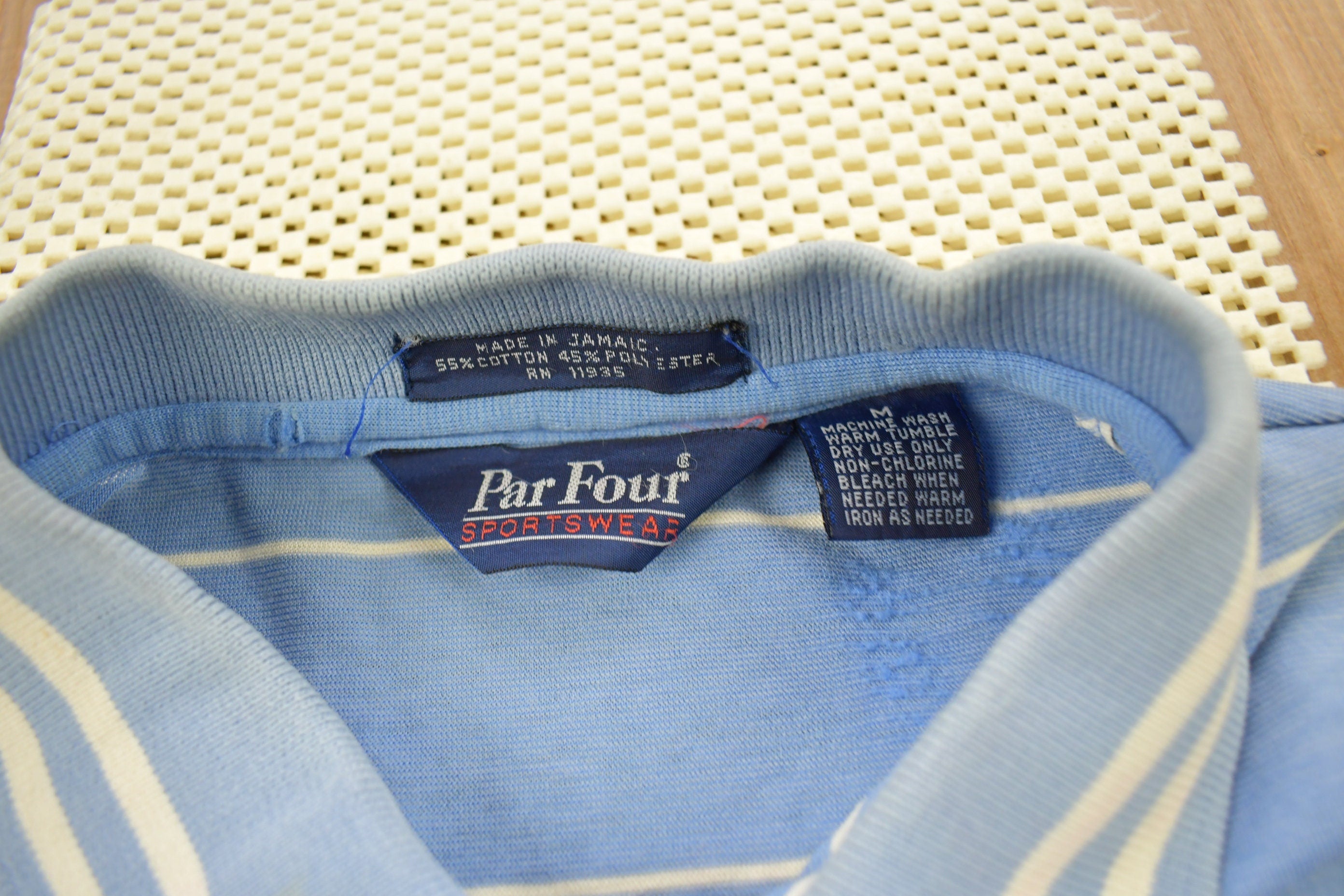 Vintage 1980s Par Four Sportswear Striped Collared Polo Shirt