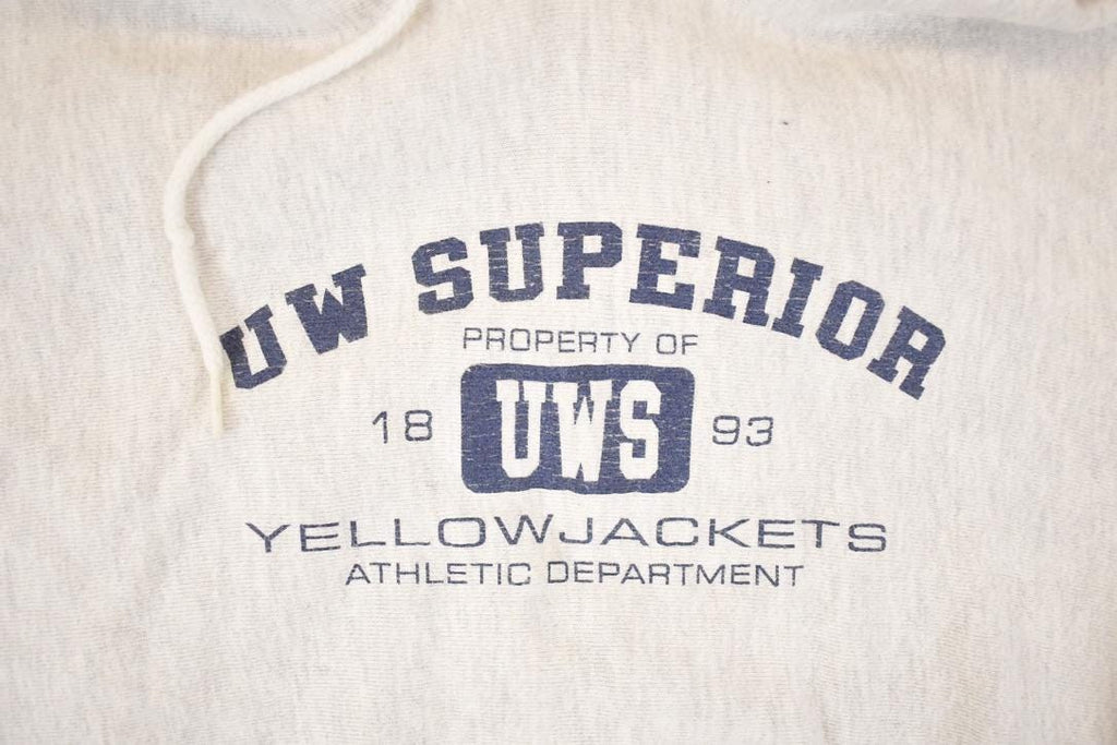 Vintage 1990s UW Superior Graphic Print Crossgrain Hoodie Sweatshirt Womens XL