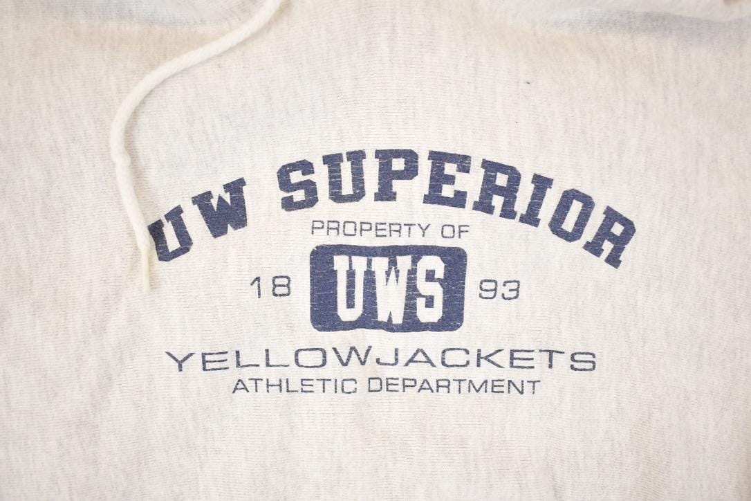 Vintage 1990s UW Superior Graphic Print Crossgrain Hoodie Sweatshirt Womens XL