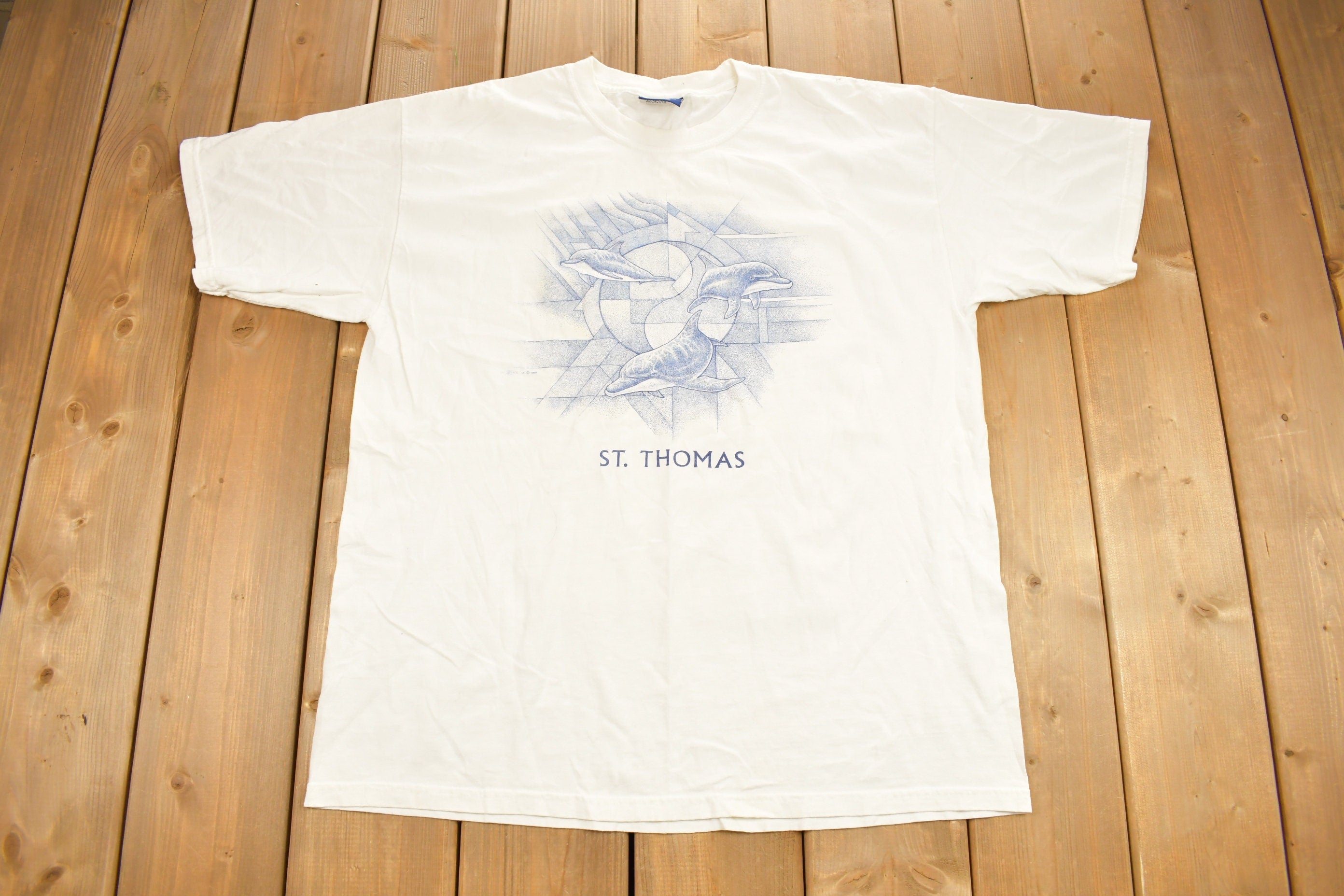 Vintage 1999 St Thomas Dolphin Theme Souvenir T Shirt