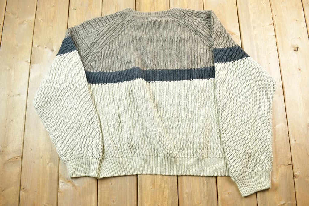 Vintage 1990s Woolrich Colour Block Horizontal Striped Knit Crewneck Sweater