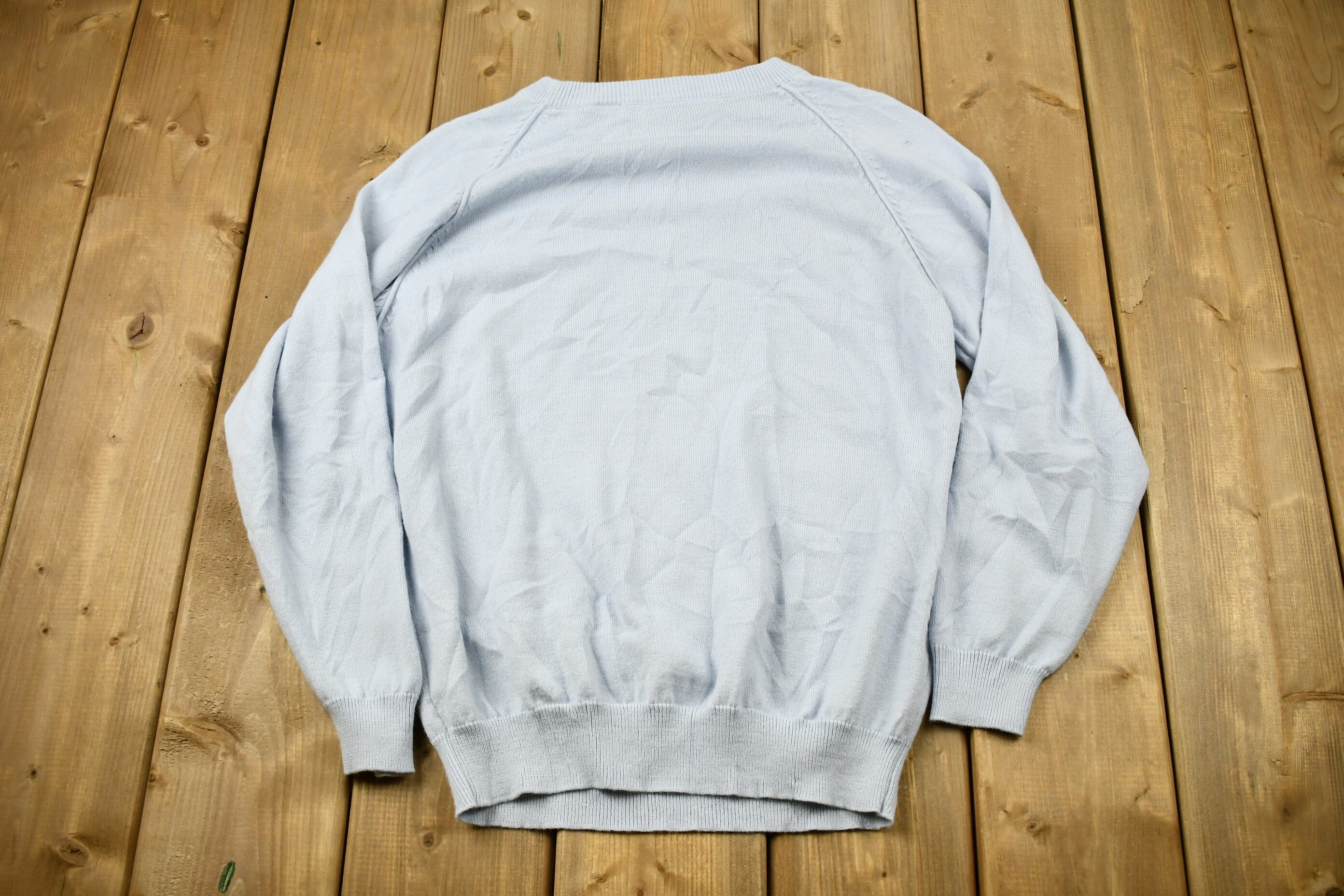 Vintage 1980s Light Blue Blank Raglan Crewneck Sweatshirt
