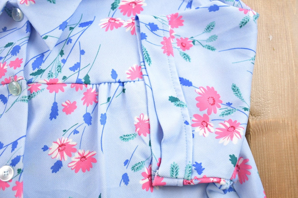 Vintage 1990s Land 'n Sea Floral Summer Button Up Shirt / Made in USA / Floral Pattern / Casual Shirt / Double Pocket / Single Stitch