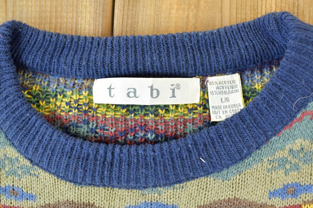 Vintage 1990s Tabi Knit Abstract Pattern Coogi Style Crewneck Sweater