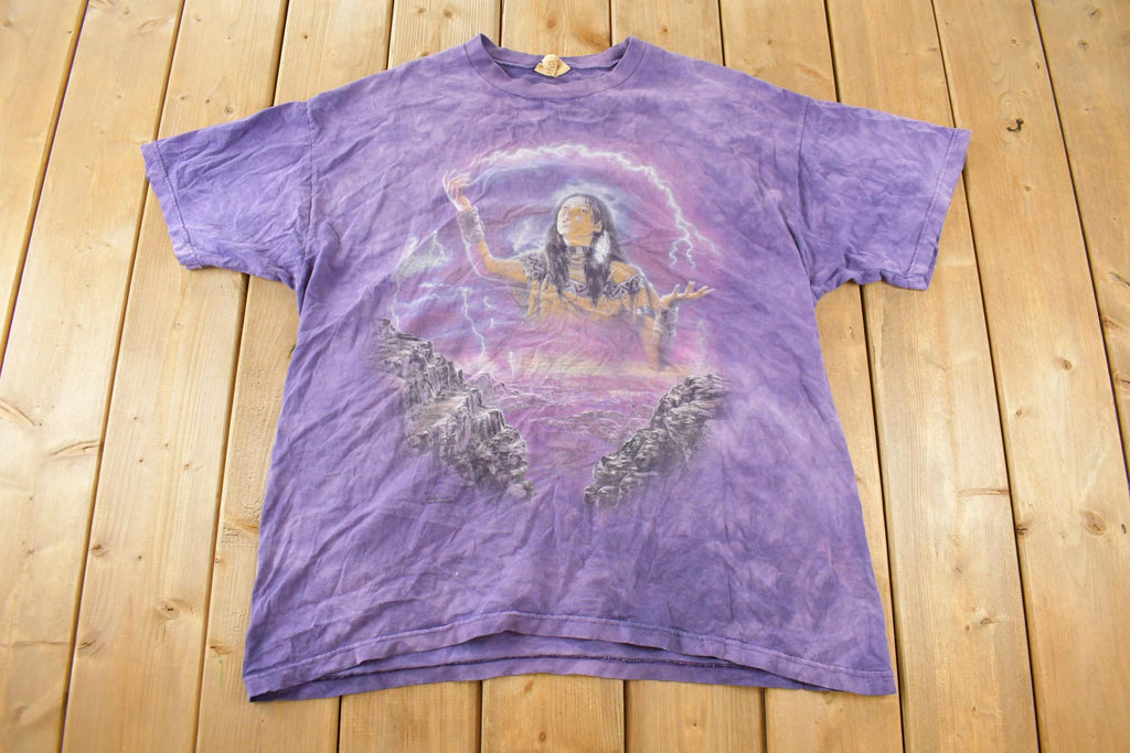 Vintage 1990s The Mountain Native Wolf Theme Tie Dye T-Shirt Men's 2XL