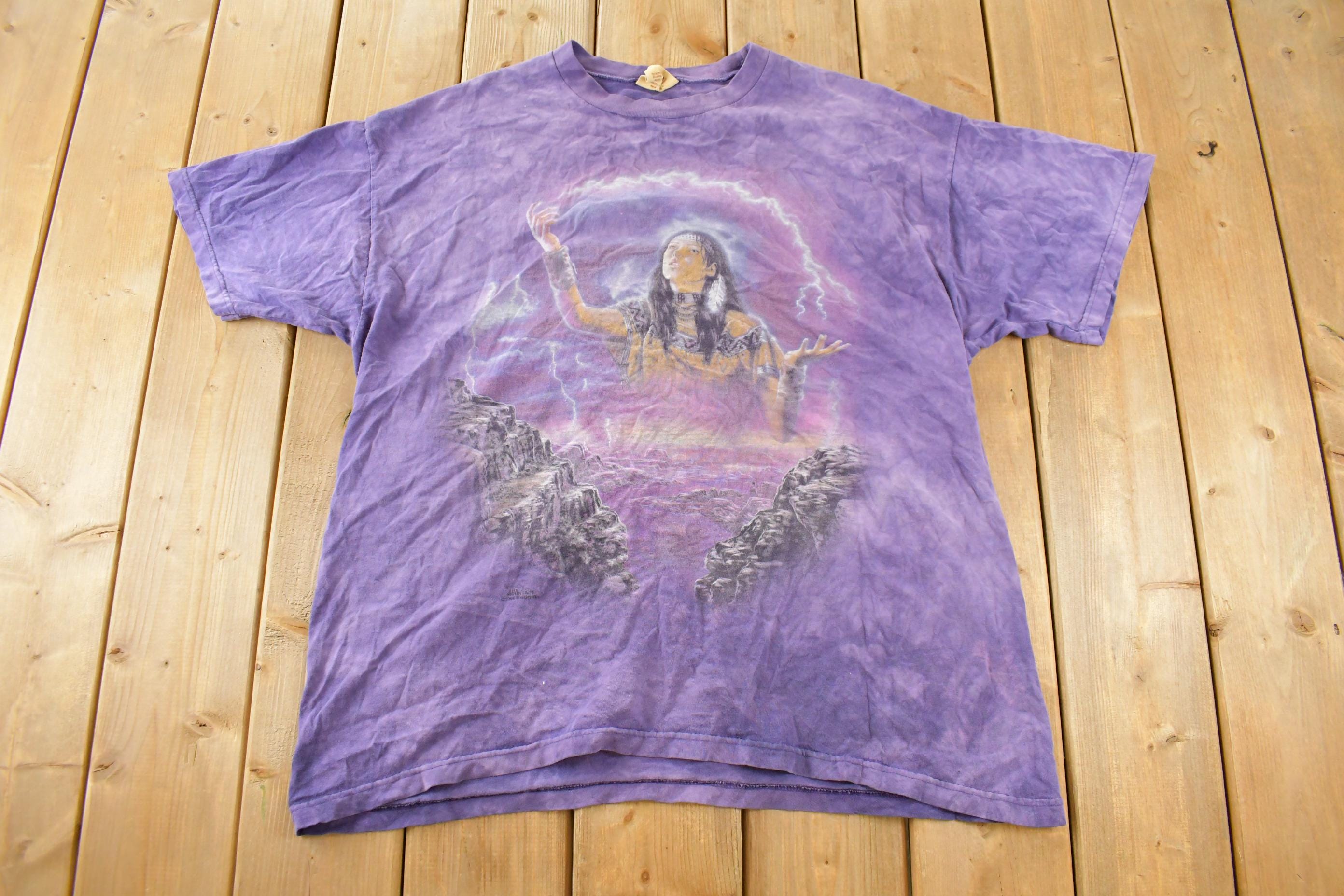 Vintage 1990s The Mountain Native Wolf Theme Tie Dye T-Shirt Men's 2XL