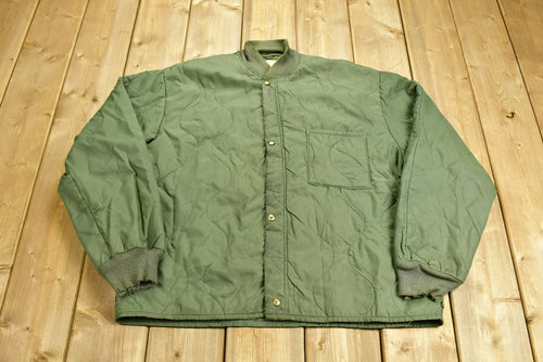 Vintage Army Military Flyer Jacket Liner / Button Up Jacket / Army Green / Vintage Army / Streetwear Fashion / Militaria