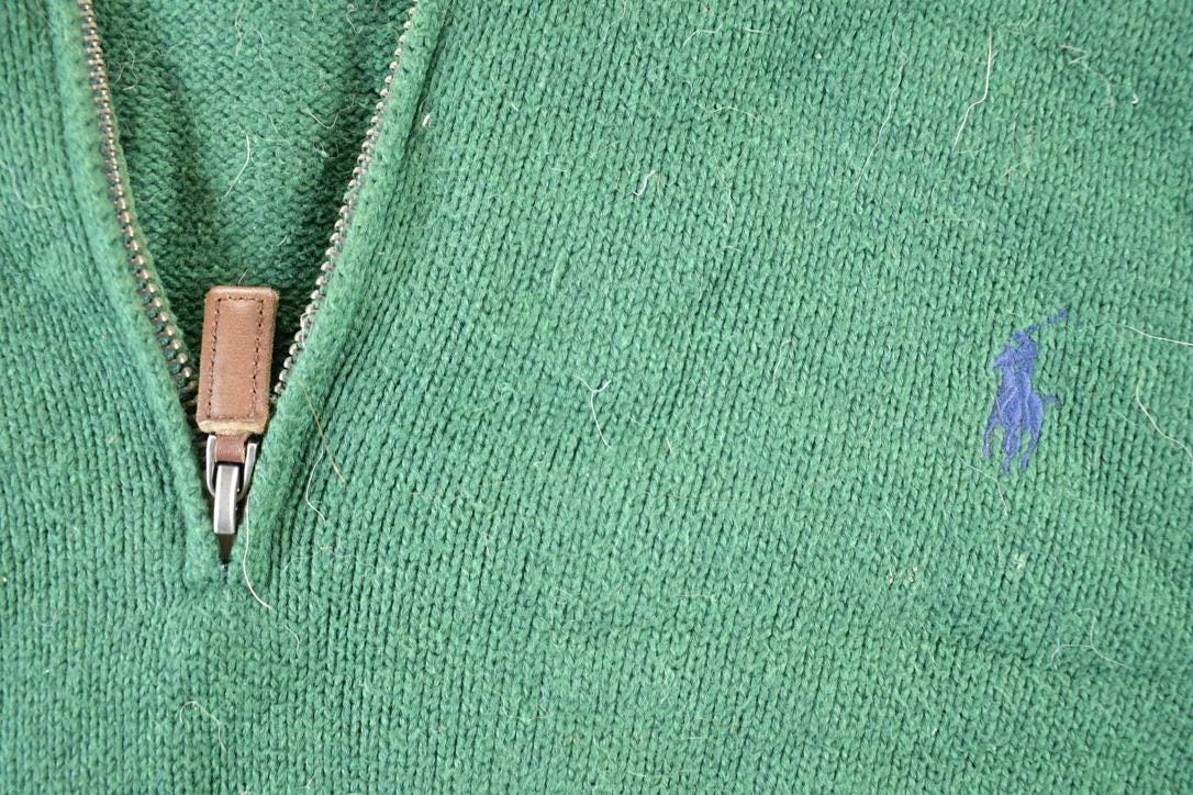 Vintage 1990s Polo Ralph Lauren Knit Crewneck Zip Up Sweater Mens L