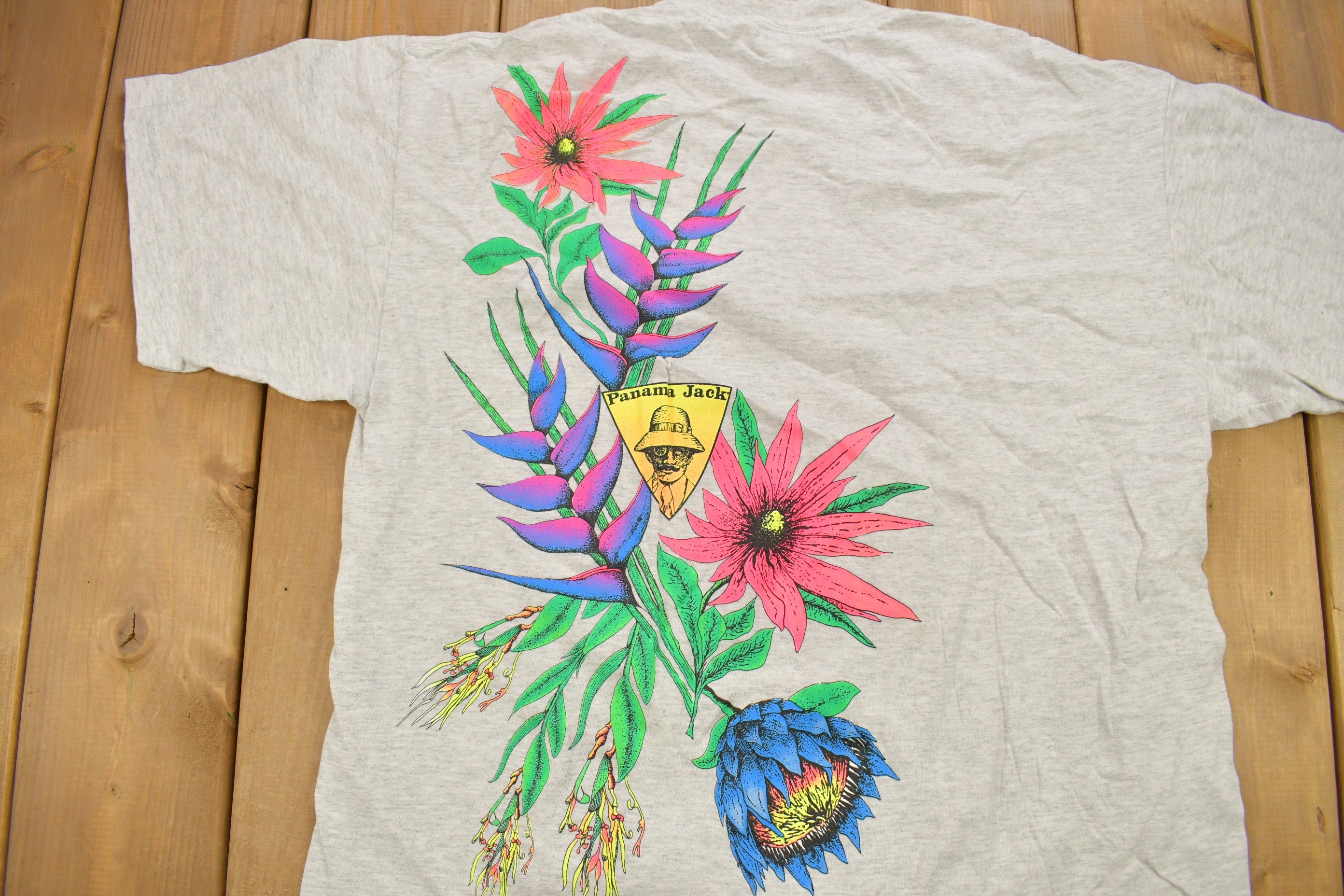 Vintage 1990s Panama Jack Tropical Flower Graphic T-Shirt