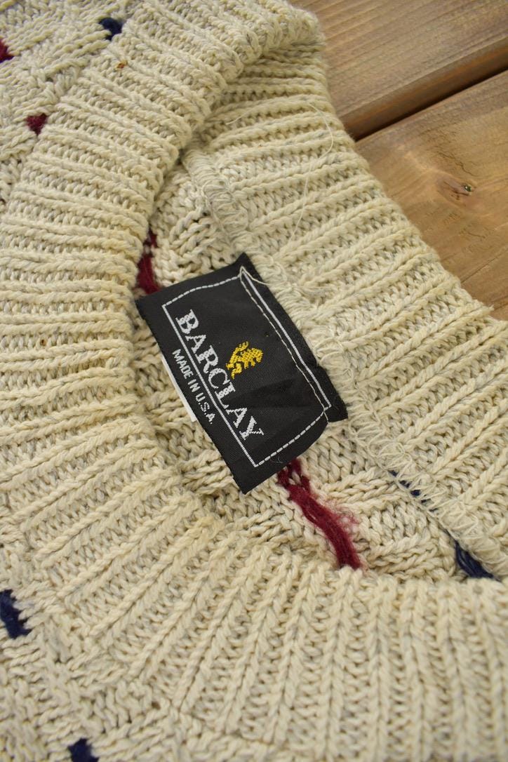 Vintage 1990s Barclay Knit Crewneck Sweater Made In USA