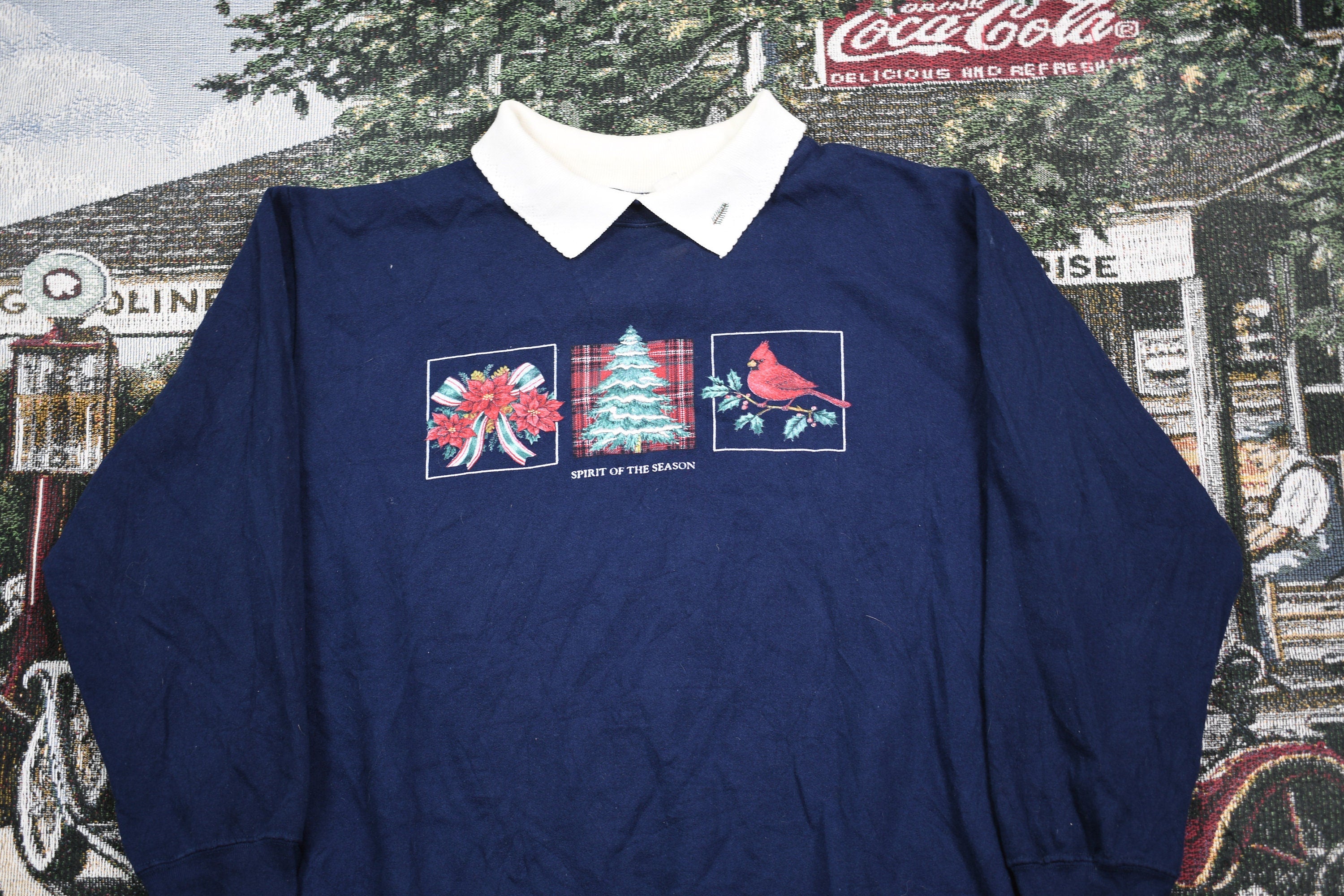 Vintage 1990s Spirit Of The Season Bird Graphic Collared Sweatshirt , Animal , Bird Print , Wilderness , Pullover Sweatshirt