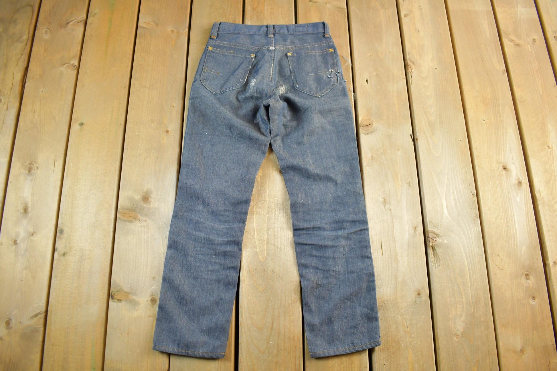 Vintage 1960s 1970s Lee Distressed Denim Jeans Youth 24 x 23.5