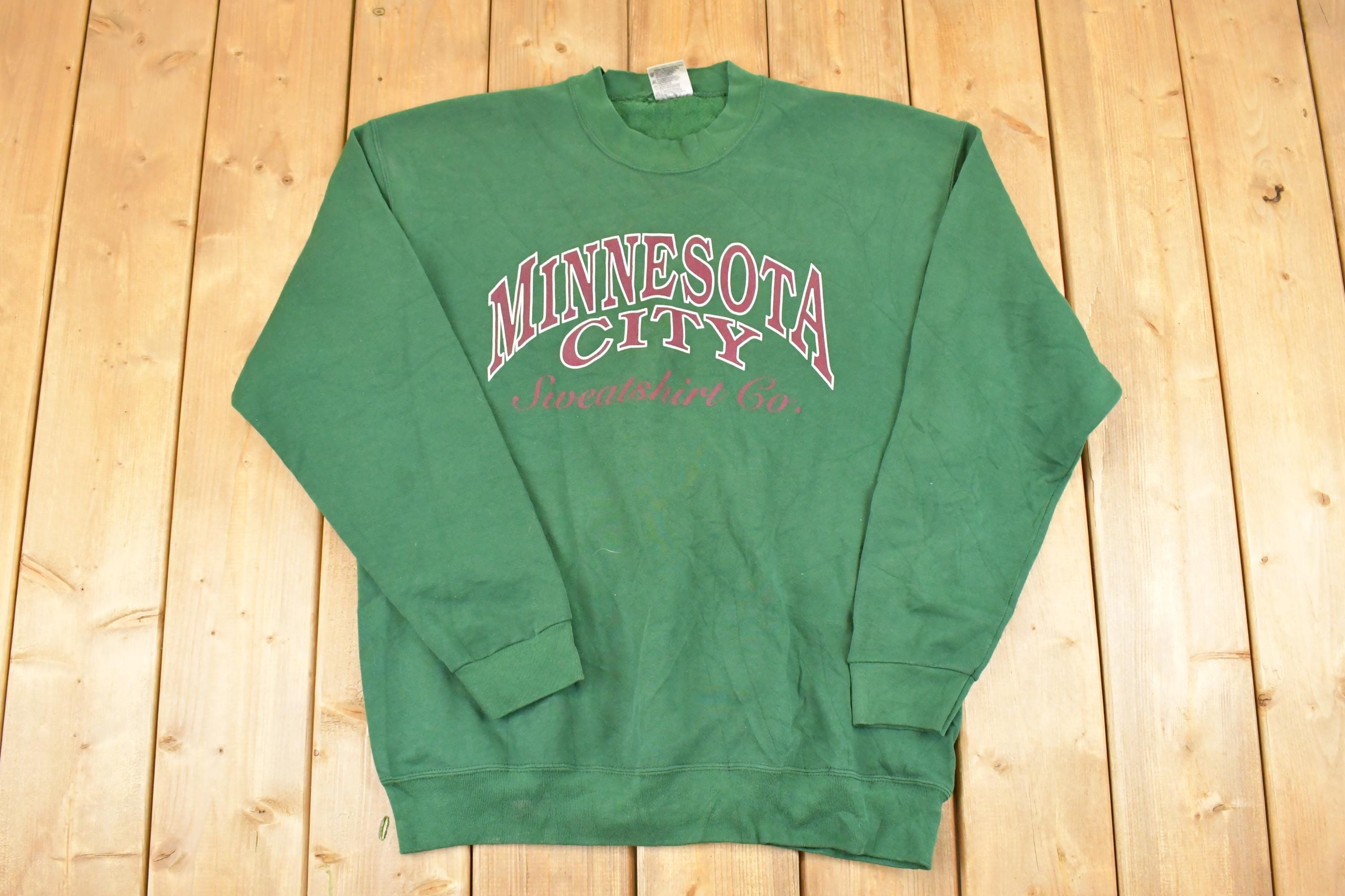 Vintage 1990s Minnesota City Graphic Print Crewneck Sweatshirt Men's L