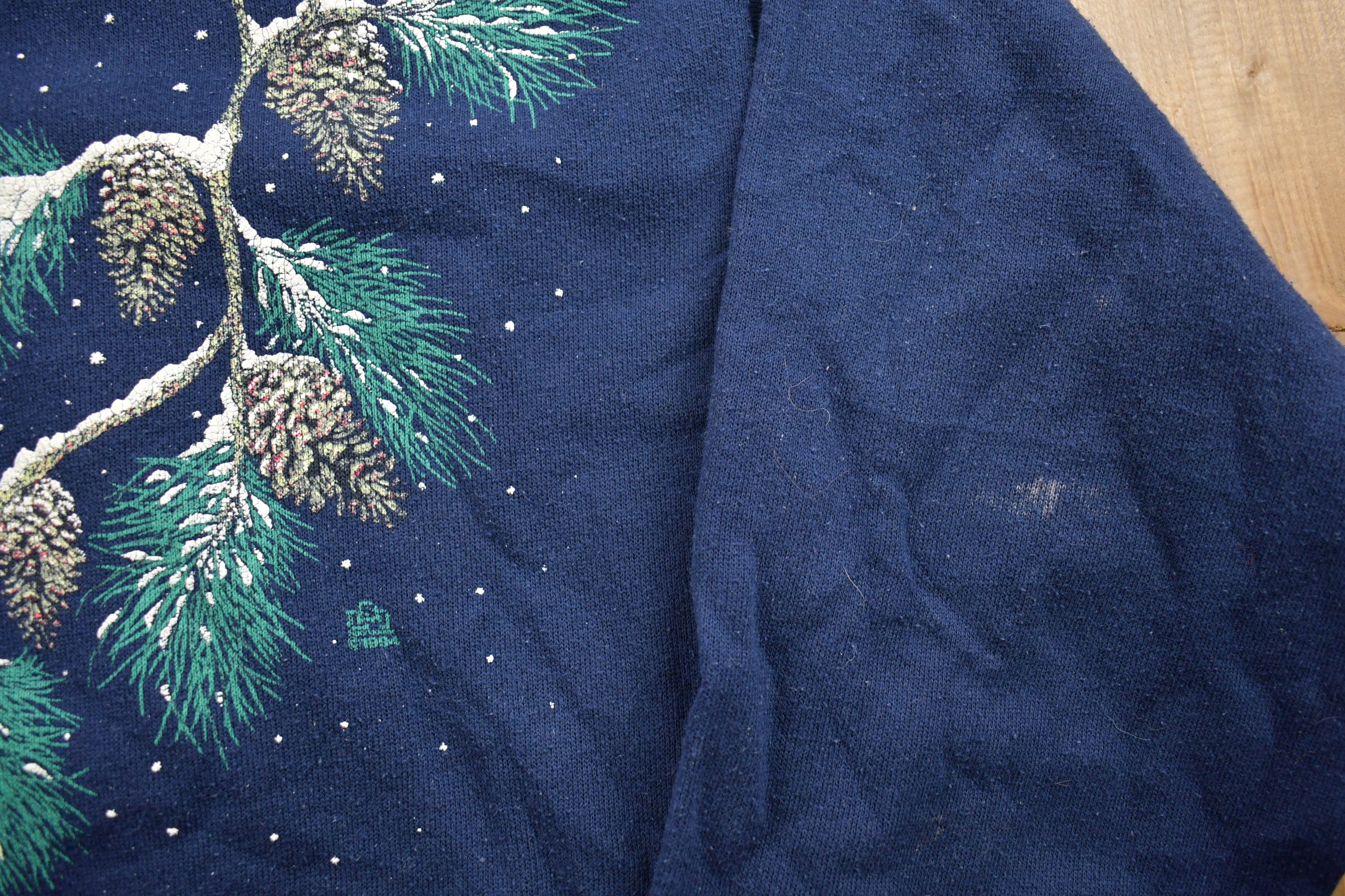 Vintage 1990s Winter Theme Cardinal Turtleneck Sweater