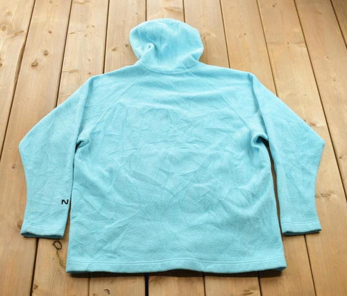 Vintage Y2K Nike Center Logo Fleece Hoodie / Embroidered / Nike Mini Swoosh / Vintage Nike Hoodie / Navy Blue / Center Swoosh / Turquoise