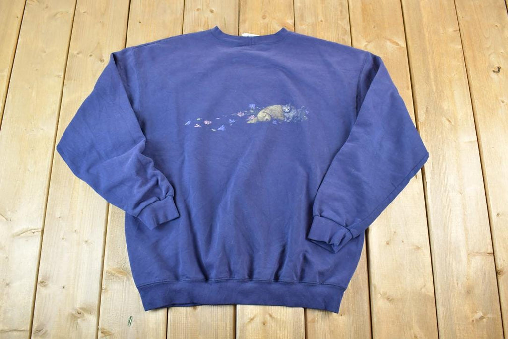 Vintage 1990s Northern Reflections Cute Puppy Outdoorsman Crewneck Sweatshirt