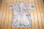 Vintage Japanese Peacock Print Silk Kimono Robe