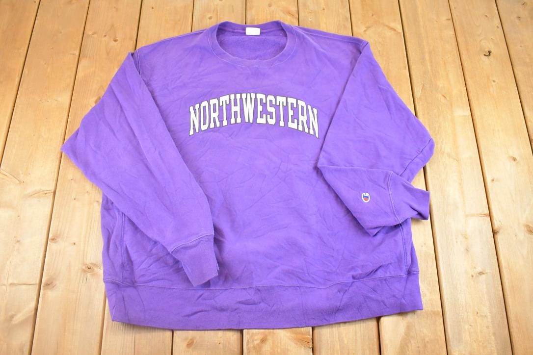 Vintage Y2K Northwestern University Champion Reverse Weave Sweatshirt Men's XXL / 2000s Heavyweight Sweater / 2000s Cross Grain