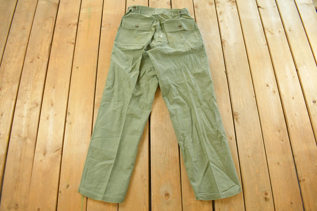 Vintage 1970s Military OG-107 Starched Sateen Fatigue Pants Men's 30 x 32