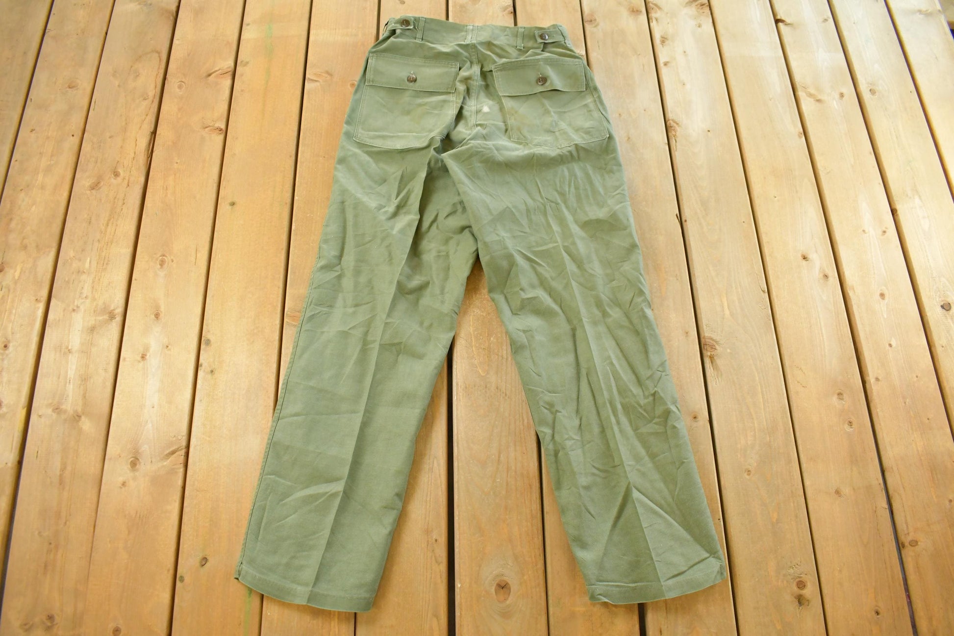 Vintage 1970s Military OG-107 Starched Sateen Fatigue Pants Men's 30 x 32